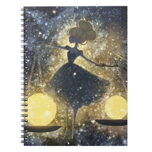 Starlit Libra Goddess-Notebook Notizblock (Vorderseite)