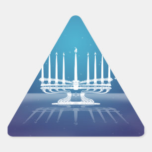 Starlit Menorah II Dreieckiger Aufkleber