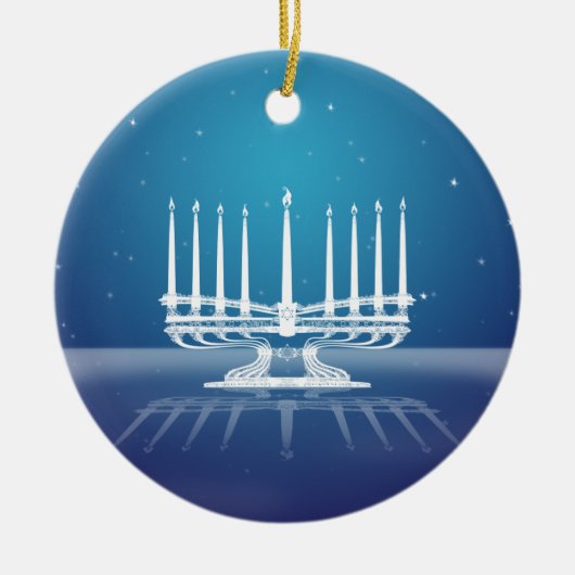 Starlit Menorah II Keramikornament (Vorne)