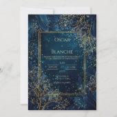 Starlit Navy Gold Botanical Wedding Einladung (Vorderseite)