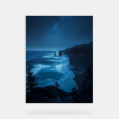 Starlit Ocean Cliffs - Milky Way Coast Nightscap Acrylschild (Vorderseite)