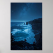 Starlit Ocean Cliffs - Milky Way Coast Nightscap Poster (Vorne)