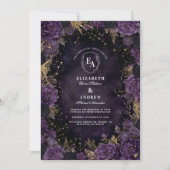 Starlit Plum und Gotische Hochzeit Einladung (Vorderseite)