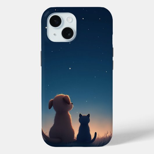 Starlit Puppy & Kitten iPhone 15 Fall Case-Mate iPhone Hülle (Rückseite)