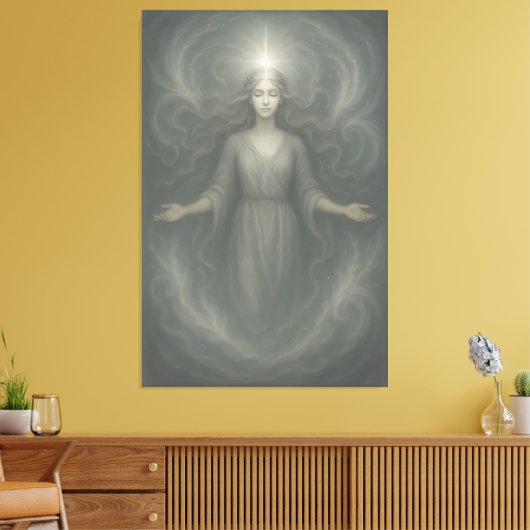 Starlit Revelation Goddess – Celestial Awakening L Leinwanddruck (Insitu (Wohnzimmer))