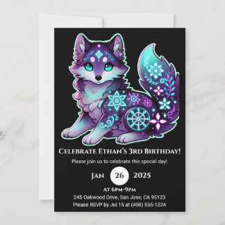 Starlit Spirit Wolf Einladung zum Geburtstag
