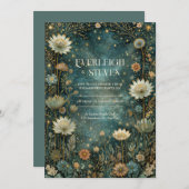 Starlit Teal Celestial Astrantia Wedding Einladung (Vorne/Hinten)
