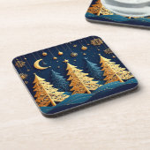 Starlit Tree Dream – Golden Whimsy Getränkeuntersetzer (Linke Seite)