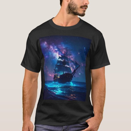 Starlit Voyage – Sailing Through a Cosmic Sea T-Shirt (Vorderseite)