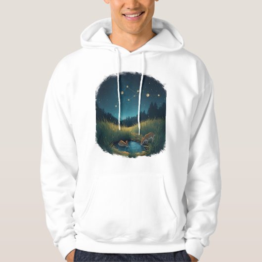 Starlit Whisper – Mystical Night Meadow Illustrati Hoodie (Vorderseite)