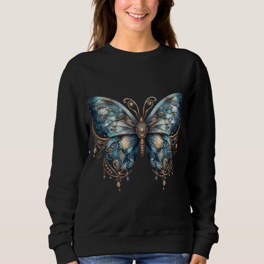 Starlit Wings Celestial Moth – Gothic Witchy Sweatshirt (Vorderseite)
