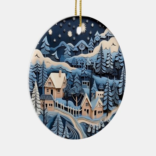 Starlit Winter Village Ornament (Rechts)