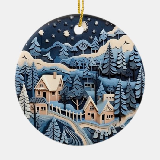 Starlit Winter Village Ornament (Vorne)