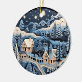 Starlit Winter Village Ornament (Links)