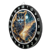 Starlit Wisdom Owl Dartboard Kunst Dartscheibe (Vorderseite rechts)
