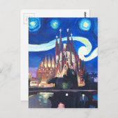 Starnächte in der Sagrada Familia in Barcelona Postkarte (Vorne/Hinten)