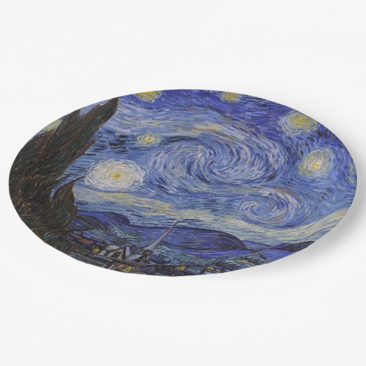 Starnight von Vincent Willem van Gogh Gemälde Pappteller (Schrägansicht)