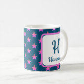 Starpink Blue Vivid Monogram Kaffeetasse (VorderseiteRechts)
