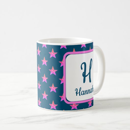 Starpink Blue Vivid Monogram Kaffeetasse (VorderseiteRechts)