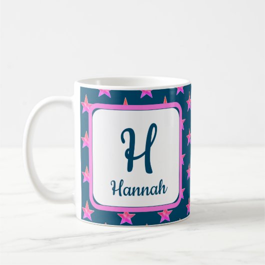 Starpink Blue Vivid Monogram Kaffeetasse (Links)