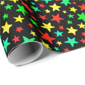 Starrblau grün gelb farbig modern elegant geschenkpapier (Rolleneckpunkt)