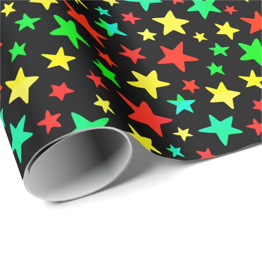 Starrblau grün gelb farbig modern elegant geschenkpapier (Rolleneckpunkt)