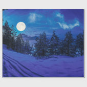 Starre Nacht mit Vollmond im Wald Geschenkpapier (Flach)