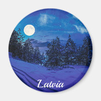 Starre Nacht mit Vollmond im Wald