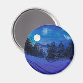 Starre Nacht mit Vollmond im Wald Magnet (Vorderseite/Rückseite)