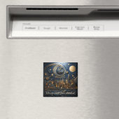 Starre Nacht über Stadtbild 1 mit 2 Quadratmagnete Magnet (In Situ (Geschirrspüler))