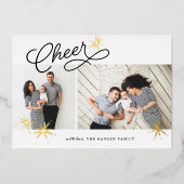 Starred Cheer | Zwei Fotos Folien Feiertagskarte (Vorderseite)