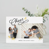 Starred Cheer | Zwei Fotos Folien Feiertagskarte (Stehend vorne)