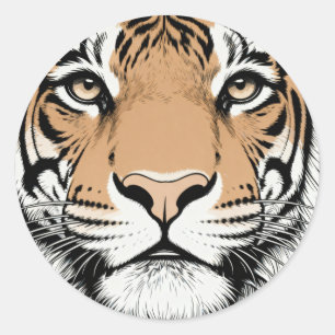 Starres Tigergesicht, Tiger Runder Aufkleber