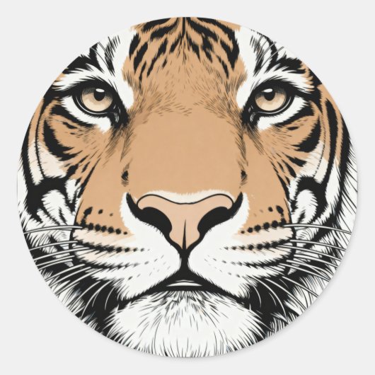 Starres Tigergesicht, Tiger Runder Aufkleber (Vorderseite)