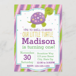 Starrschildkröte - Einladung zum Geburtstag (lila)