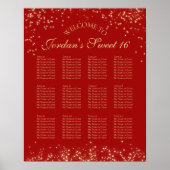 Starry 12 Table Seating Chart Red Poster (Vorne)