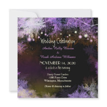 Starry Abend Forest Lila Hochzeitseinladung