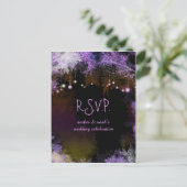 Starry Abend Forest Lila Wedding RSVP Einladungspostkarte (Stehend Vorderseite)