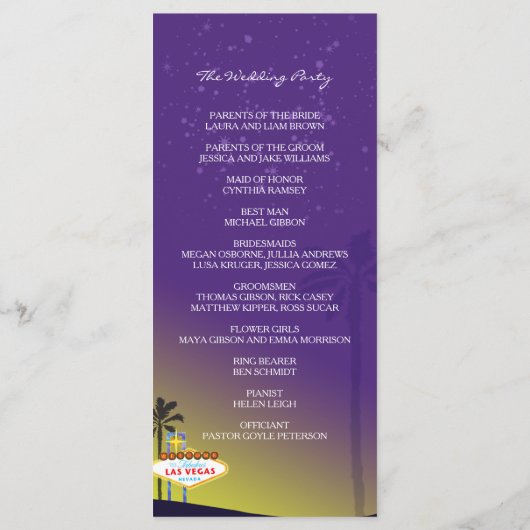Starry Abend Las Vegas Wedding Program Programm (Rückseite)