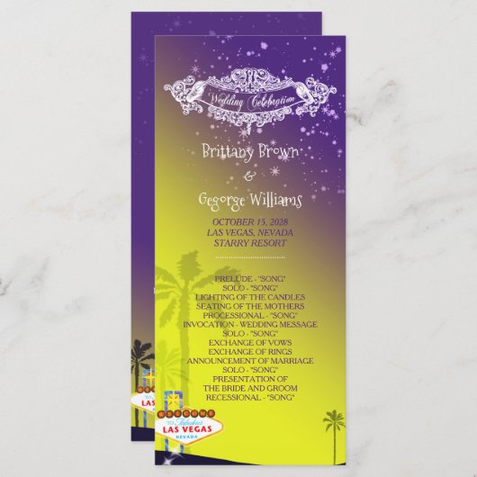 Starry Abend Las Vegas Wedding Program Programm (Vorne/Hinten)