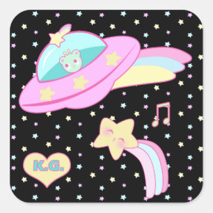 Starry alien-Raum-Schiff Quadratischer Aufkleber
