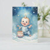 Starry Baby Birthday Bliss Card Karte (Stehend Vorderseite)
