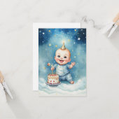 Starry Baby Birthday Bliss Card Karte (Vorderseite/Rückseite Beispiel)