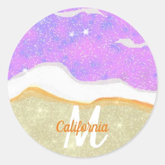 Starry Beach Classic Round Sticker (Vorderseite)