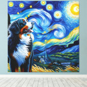 Starry Bernese Mountain Dog Portrait Leinwanddruck (Insitu (Holzboden))