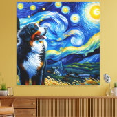 Starry Bernese Mountain Dog Portrait Leinwanddruck (Insitu (Wohnzimmer))
