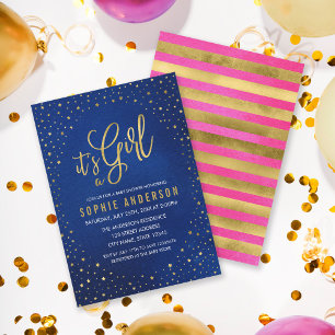 Starry Blue and Pink Es ist eine Girl Baby Dusche Einladung
