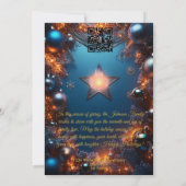 Starry Blue Christmas mit Custom Family Message Einladung (Rückseite)