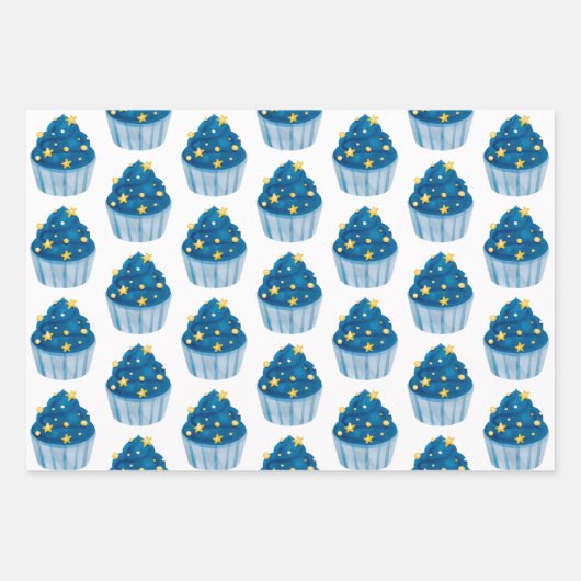 Starry Blue Cupcake Geschenk Wrap Fun & Festivals Geschenkpapier Set (Vorderseite 2)