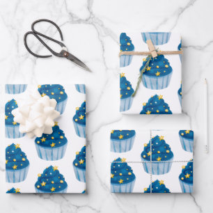 Starry Blue Cupcake Geschenk Wrap Fun & Festivals Geschenkpapier Set